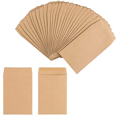Peony Man 200 Pack 2.25x3.5 Inch Kraft Self-Adhesive Envelopes for Seeds Coins Stamps