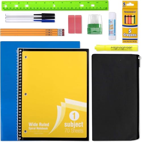 20 Pack School Supplies Set for K-12 Students with Pencils, Notebooks & More