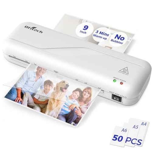 9 Inch Laminator Machine with 50 Laminating Sheets,Cold&Thermal Laminator,3 Min Warm Up,Bubble Free Laminating Machine for Documents,Photos,Certificates,ID Cards-Ideal for Home,School&Office