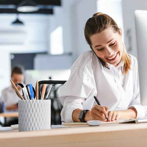 Pen Holder - 360¡Æ Rotating, 5 Slot Pen Holder For Desk. Pencil Holder For Office,School,Dorm Room&Vanity, Desk Accessories(White)