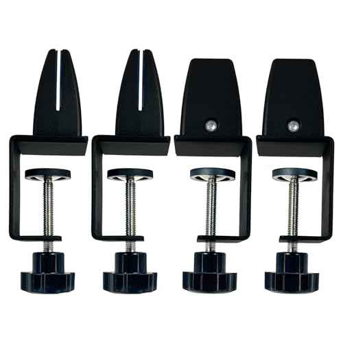 Sneeze Guard Support Clamps 4 pcs, Adjustable Office Partition Clamp, Acrylic Desk Divider Clamps, Plexiglass Partition Clips, Aluminum Privacy Panel Clips, Punch-Free Partition Clips (Black)