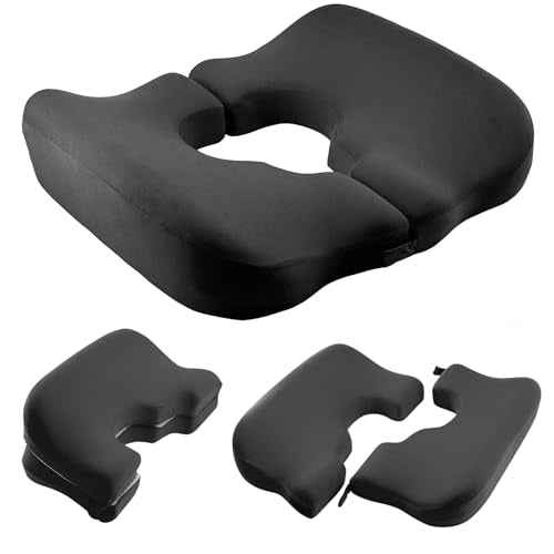 4.5" Donut Pillow for Tailbone Pain, 100% Memory Foam Bedsore Pressure Relief Pillow, Thick Anti Bedsore Cushion - T Shaped Opening Tailbone Pillow - Dark Grey