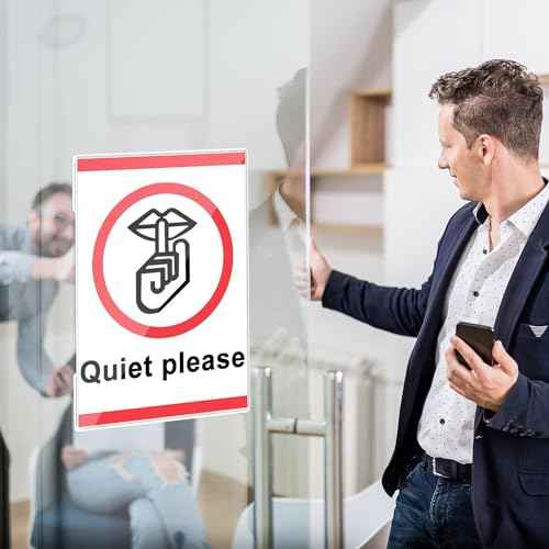 Acrylic Sign Holder 8.5 x 11 Wall Mount, Clear Plastic Sign Display Frame with Adhesive Tape, Vertical Wall Sign Holder for Office, Home, Store, Restaurant, School ? 12 Pack