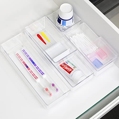 Simple Houseware Clear Drawer Organizer 6-Pack Assorted Sizes for Home & Office