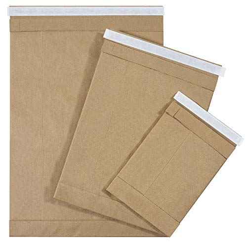 Aviditi Kraft Self-Seal Padded Mailers, #6, 12 1/2" x 19", Kraft Brown, Peel and Seal Closure, Fiber Cushioned Envelopes for Protecting Items During Shipping and Mailing, Case of 25