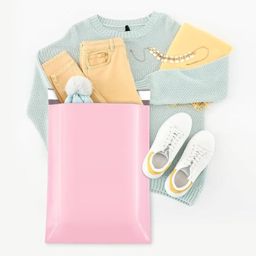 Light Pink Poly Mailers 14.5x19 Inch Bulk Shipping Bags for Clothes - 400 Pack