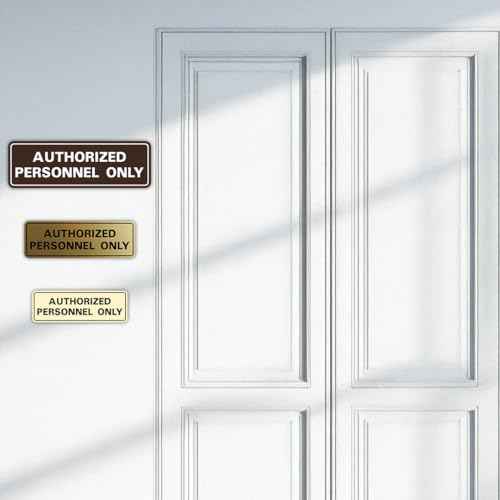 Standard AUTHORIZED PERSONNEL ONLY Wall or Door Sign - Secure Access Control - Easy Installation - Silver - Medium (5 Pack)