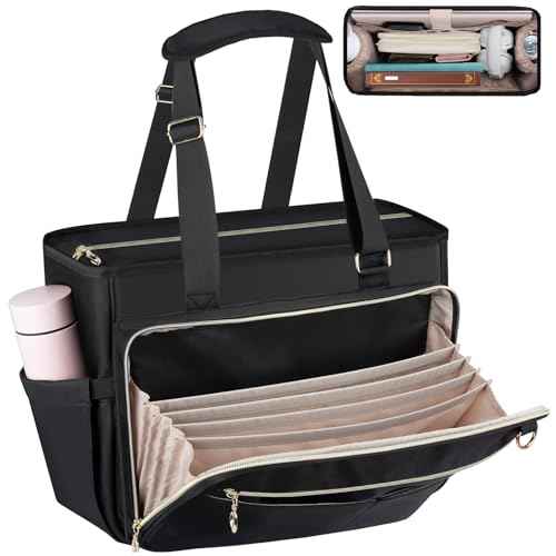 Teacher Tote Bag, Large Teacher 15.6-inch Laptop Bag with Foldable Document Pocket, Nurse Bag with Insulated Pocket