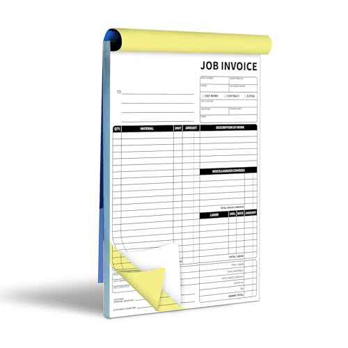 Carbonless Work Order Forms,7.5 x 11 inches Invoices for Small Business,Sales Order Book with Backing Board, 2-Part Receipt with Carbon Copy, 50 Sets