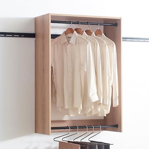 Klair Living Devi Series 31.594.5in. W Oak Modular Closet System Wall Mount Double Hanging Rods 1-Shelf Wood Closet System