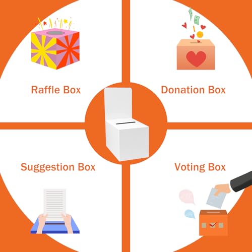 White 3-Pack Raffle Ticket & Donation Box Set with Removable Header