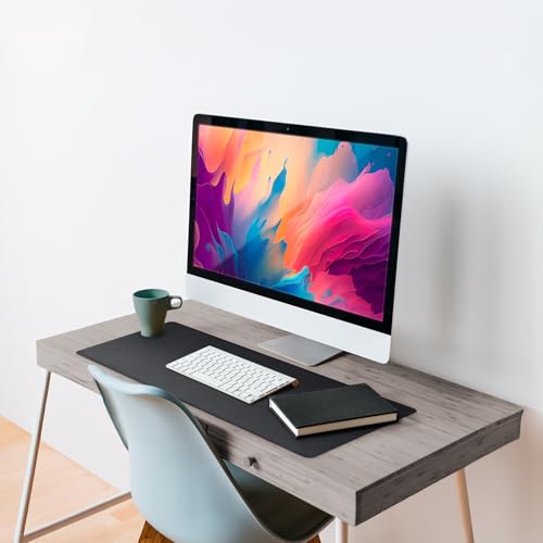Vine Creations 36x20 Inch Black Leather Desk Pad - Waterproof Reversible Office Mat