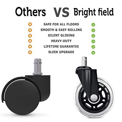 Heavy-Duty 5-Pack Chair Casters 3" Rubber Wheels for All Floors — BF Brightfield
