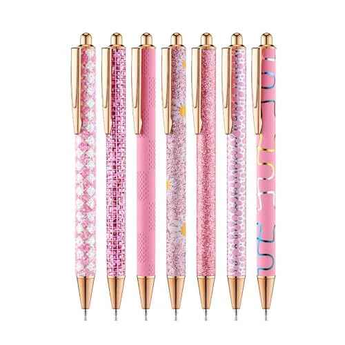 Mr. Pen- Fancy Pens for Women, Pink Paradise, 7 Black Ink Ballpoint Pens with 10 Refills, 1.0mm, Cute Pens for Journaling