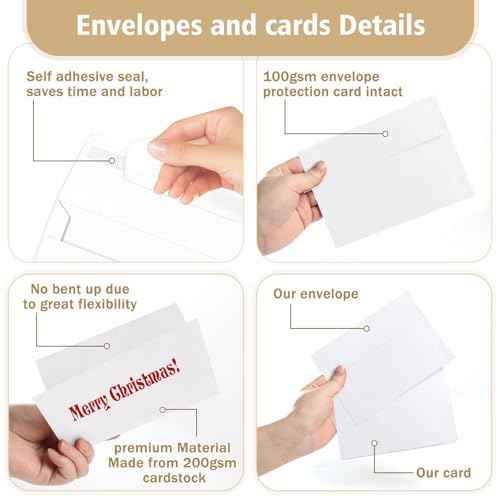 Blank Cards and Envelopes 4x6, 25 Pack White Invitation Cardstock with Envelopes Self-Seal, Blank Greeting Cards for DIY, Invitations, Wedding, Photos
