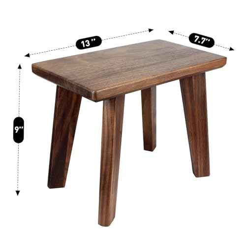 Wooden Step Stool Walnut Wood Portable Foot Stool Assembled for Adult in Kitchen Garden Living Room Bathroom Classroom Easy Use (1, Large)