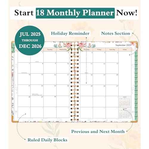 2025-2026 Appointment Book, Hardcover Planner 15 Months Weekly and Monthly (October 2025 - December 2026), 8.5"x11" Daily Hourly Planner 60-Minute time Slots, Spiral Calendar Schedule Book for Work School Teacher Student, Wildflower Garden