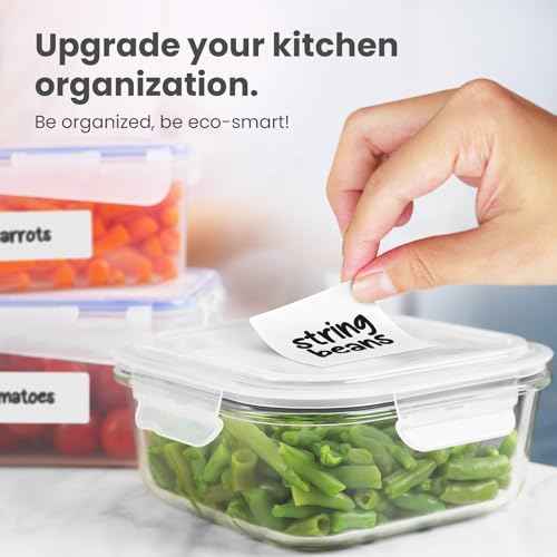 MESS Removable Food Labels for Containers (96-Pack) 1x3" & 1.5" Erasable Kitchen Labels for Organizing, Freezer & Fridge, White Dry Erase Labels for Jars