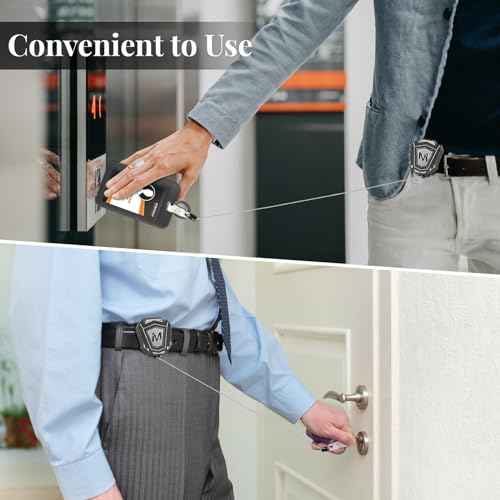2 Pack Heavy Duty Retractable Keychain with Belt Clip Retractable ID Badge Holder Reel with 31.5¡± Steel Cord, 9.0 oz