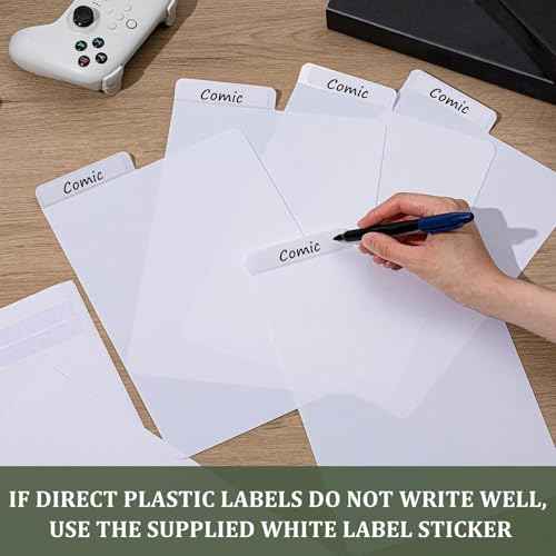 Henoyso 100 Pieces Comic Book Dividers with Tab with Tabs White Frosted Card Separator Plastic Dividers for Comic Book Storage Boxes Organize Comics Efficiently in Storage Boxes, 11.22 x 7.24