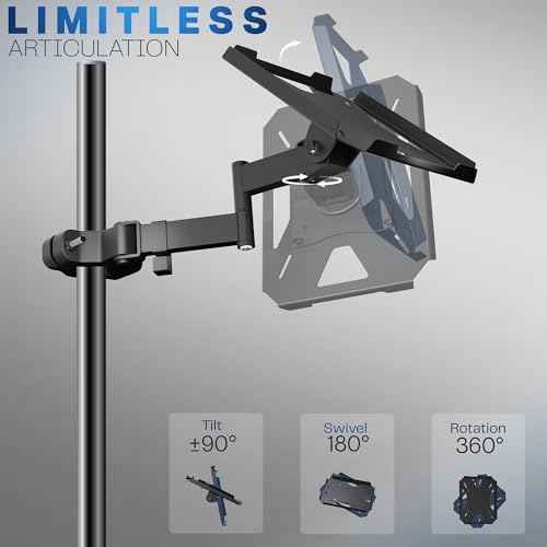 VIVO Steel Universal Full Motion Pole Mounted 9 x 7 inch Storage Shelf with Articulating Arm, Fits 1.1 to 2.4 inch Tube Diameters, Black, Mount-POLESF1