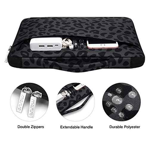 MOSISO Compatible with MacBook Air 13 inch Case 2022-2018 Release A2337 M1 A2179 A1932 Retina Display, Plastic Leopard Grain Hard Shell&Sleeve Bag&Keyboard Skin&Webcam Cover&Screen Protector, Black