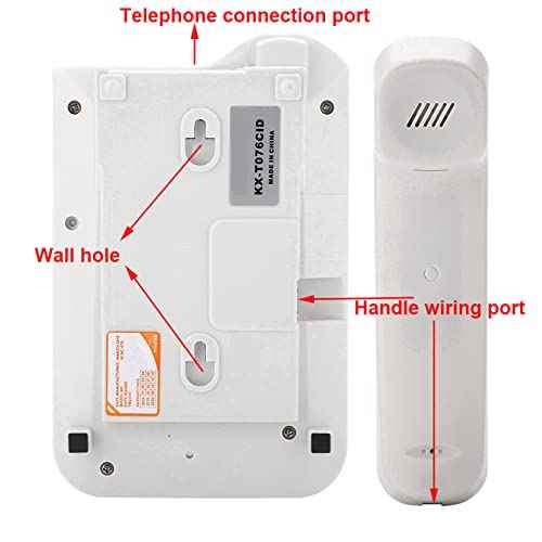 Corded Landline Phone, Dual Desktop,Wall Mountable Analog Telephone for Home Office Hotel, DTMF System (Black & White, No Battery Required) (White)