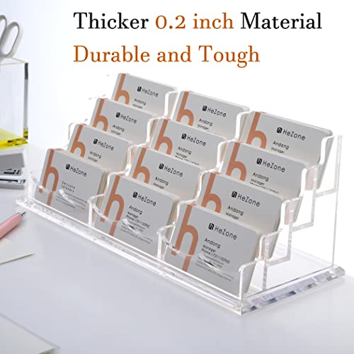 Business Card Holder Display for Desk, 12 Slot 4 Tier Multiple-Clear Acrylic Business Card Stand Set, Holds Approximately 600 Cards(12 Cell H)