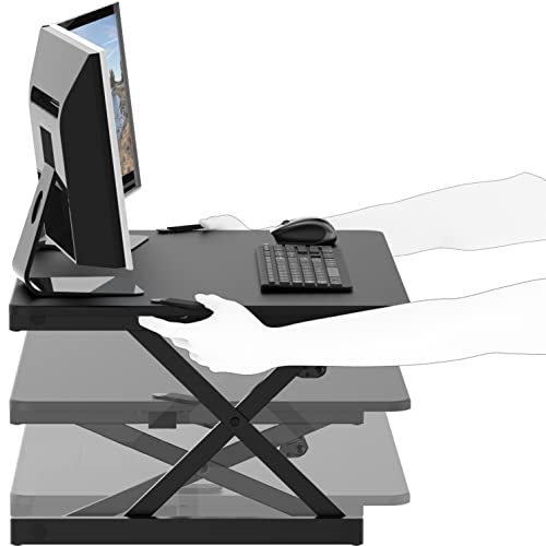SHW 32-Inch Height Adjustable Standing Desk Converter Riser Workstation, Black