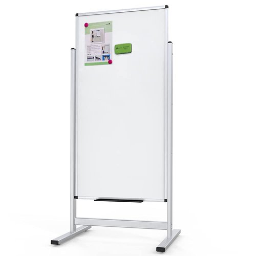 VIZ-PRO Double-Sided Magnetic Stand Whiteboard 48 X 24 Inches, Aluminium Frame & Stand, with 12-Count Markers