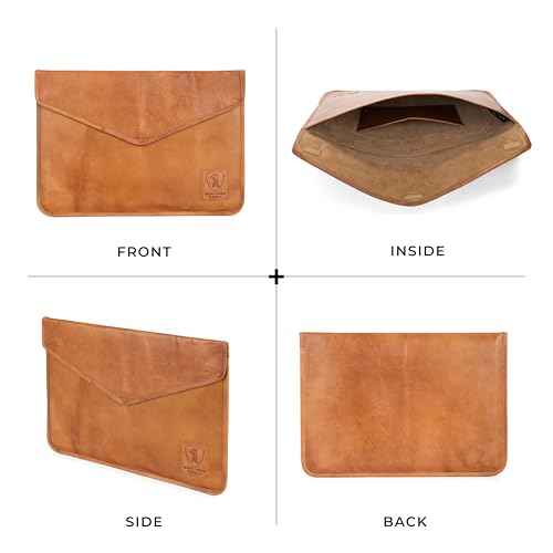 BERLINER BAGS Vintage Genuine Leather Laptop Sleeve, Computer Cases, Notebook Cover - Brown (15.6 Inch)