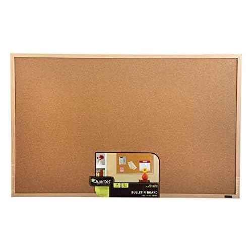 Quartet Cork Board Bulletin Board, 23" x 35" Framed Corkboard, Oak Frame, Decorative Hanging Pin Board, Perfect for Office & Home Decor, Home School Message Board or Vision Board (35-380352)