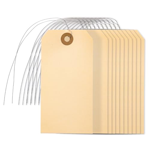 Perco Manila Shipping Tags No 5 4 3/4" x 2 3/8 in (12 x 6 cm) with Metal Wire Pack of 500 (12 x 6 cm)