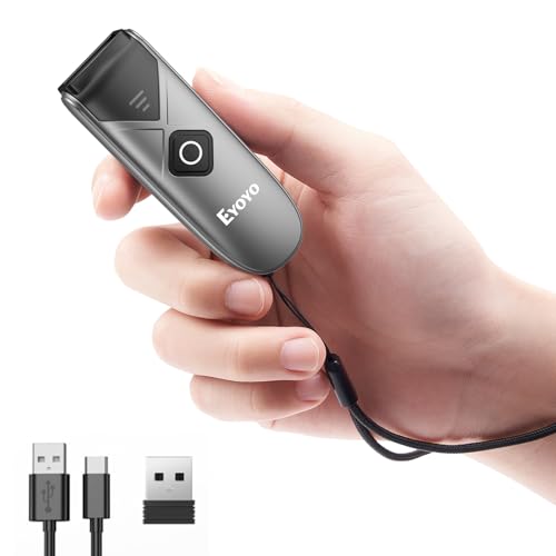 Eyoyo Grey Portable Mini Bluetooth & 2D Barcode Scanner Wireless