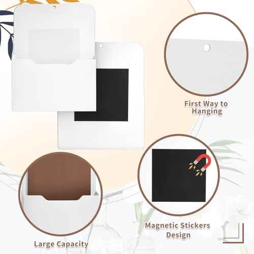 Epakh 6 Pack Magnetic File Holder Magnetic Paper Holder Organizer Wall Mounted Mail Magazine Storage Pockets for Refrigerator, Whiteboard, Office, Classroom, Back to School(White)