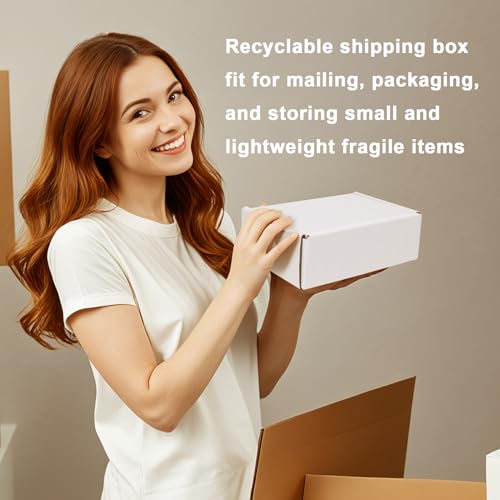 White 6x4x2 Inch Shipping Boxes Pack of 50 - Corrugated Cardboard Mailers