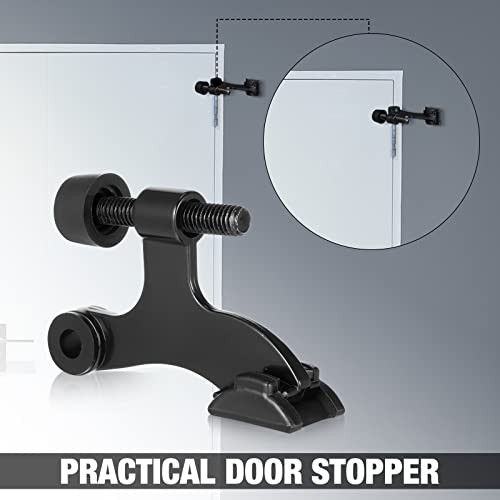 Chumia 48 Pieces Hinge Pin Door Stops Satin Brushed Door Stopper Adjustable Heavy Duty Hinge Wall Protector with Rubber Bumper Tips (Black)