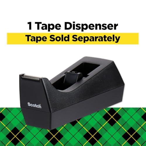 Scotch 1-Pack Desktop Tape Dispenser, Black, 2.7 x 2.7 x 6.4 in - Refillable & Eco-Friendly