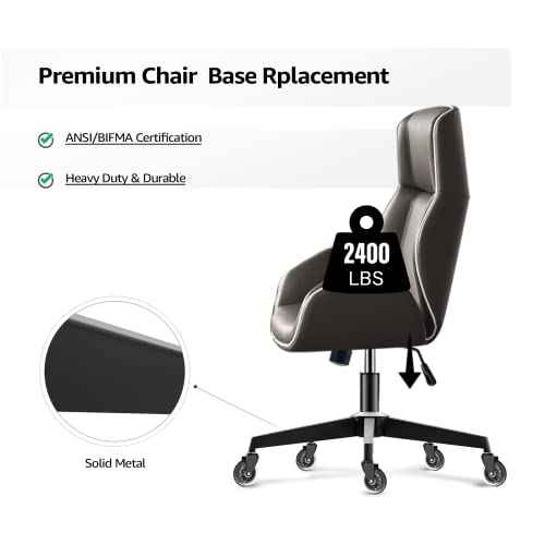 Sytopia 28'' Heavy Duty Office Chair Base Replacement with Cross Metal Legs (2400 lbs), Universal Gas Cylinder & Caster Sockets, Matte Black