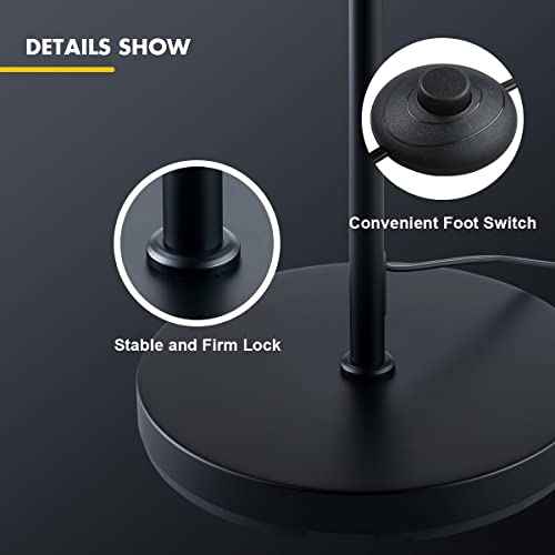 Hamilyeah Industrial Floor Lamp for Living Room, Mid Century Standing Lamp for Bedroom, Farmhouse Black and Gold Tall Lamp for Office, Stand up Lamp with Pedal Foot Switch