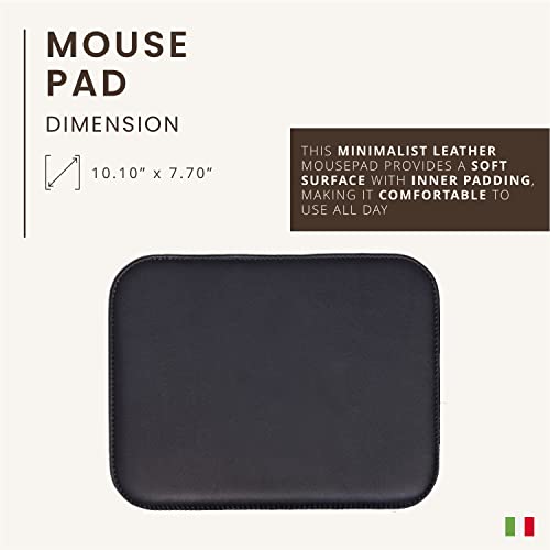 Maruse Italian Leather Mouse Pad for Home or Office Desktop, Handmade in Italy, Navy