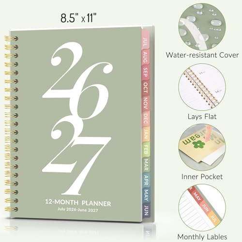 Forvencer Academic Planner 2026-2027 Green 8.5x11 Inch Jul 2026-Jun 2027