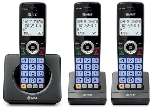 AT&T Black 3-Handset Landline Phone with Call Blocker & Caller ID, DECT 6.0