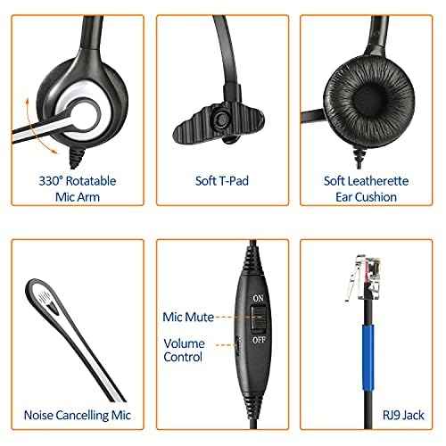 Wantek Cisco Phone Headset with Microphone Noise Cancelling & Mute Switch, RJ9 Telephone Headsets Compatible with Cisco Office Landline Phones 6851 6945 7841 7861 7942 7945 7961 7962 7965 8811 8841
