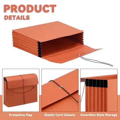 2 Packs Expanding File Folder with Flap and Cord Closure,5 Inch Expansion Accordion File Organizer,Letter Size