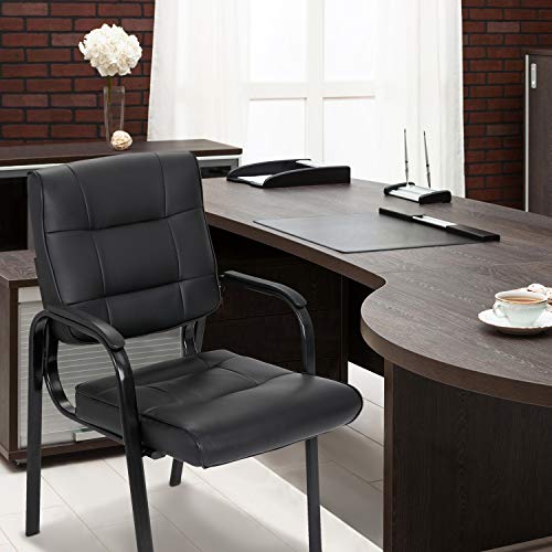 SUPER DEAL 1x Guest Chair Bonded Leather Executive Chair with Metal Frame - 300lb Capacity