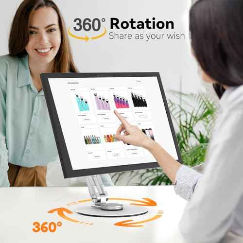 Swivel and Tilt Stand for Echo Show 15 (Gen 1, Gen 2), Portable Monitor Stand, Adjustable Angle and Height with 360¡Æ Rotation Bases, Switching Between Landscape and Portrait Screens (Silver)