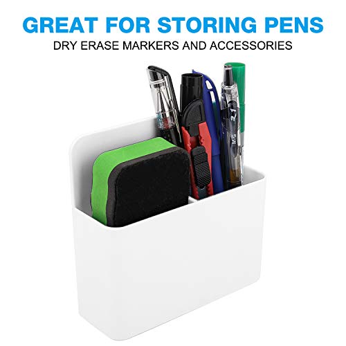 MoKo Magnetic Pen Holder White 1 Pack - Desk Organizer for Whiteboards & Magnetic Surfaces