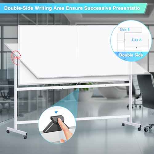 maxtek Rolling Whiteboard, 96x48 Large Double-Sided White Board Dry Erase on Wheels, Giant Magnetic White Board Standing for Office, School, Home Office, Homeschool