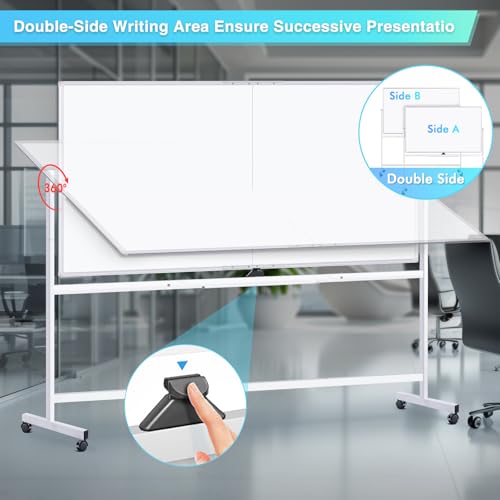 Maxtek 96x48 Inch White Double-Sided Magnetic Rolling Whiteboard Stand